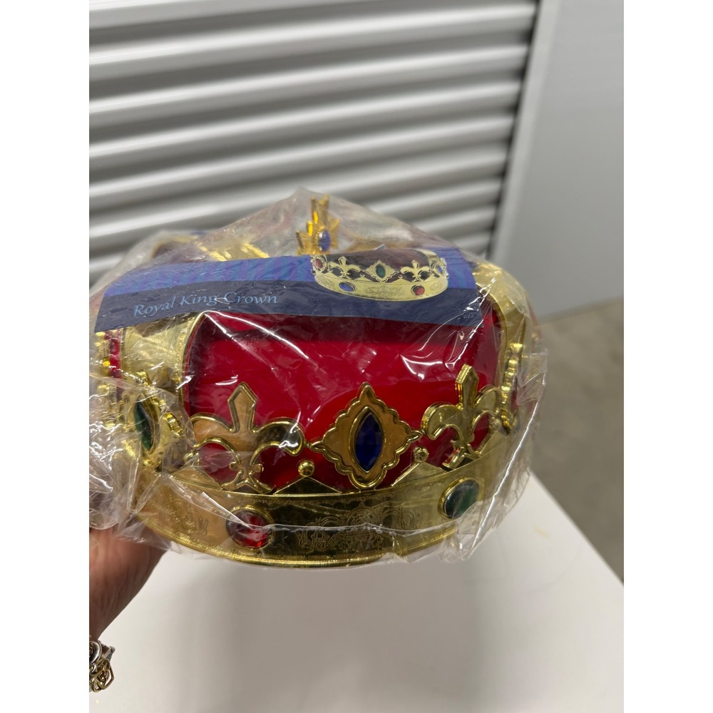 Funny Party Hats Royal King Crown Gold Jeweled Costume Accessory Halloween